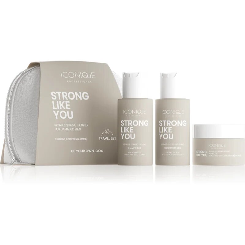 ICONIQUE Professional STRONG LIKE YOU Repair & Strengthening Set Potovalni set za poškodovane lase