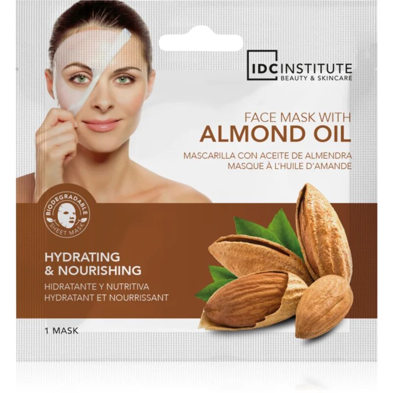 IDC INSTITUTE Almond Oil maska iz platna za obraz za enkratno uporabo 1 kos