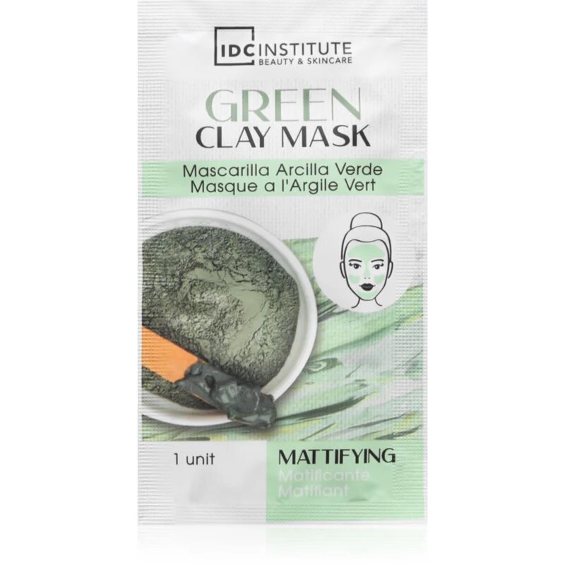 IDC INSTITUTE Green Clay Mask čistilna matirajoča maska z karitejevim maslom 3x8 g