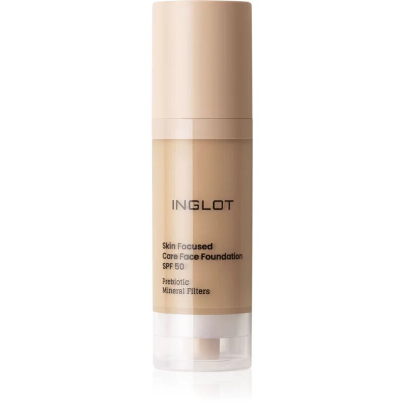 Inglot Skin Focused Care Face Foundation SPF 50 prekrivni tekoči puder SPF 50 odtenek Medium Olive 30 ml