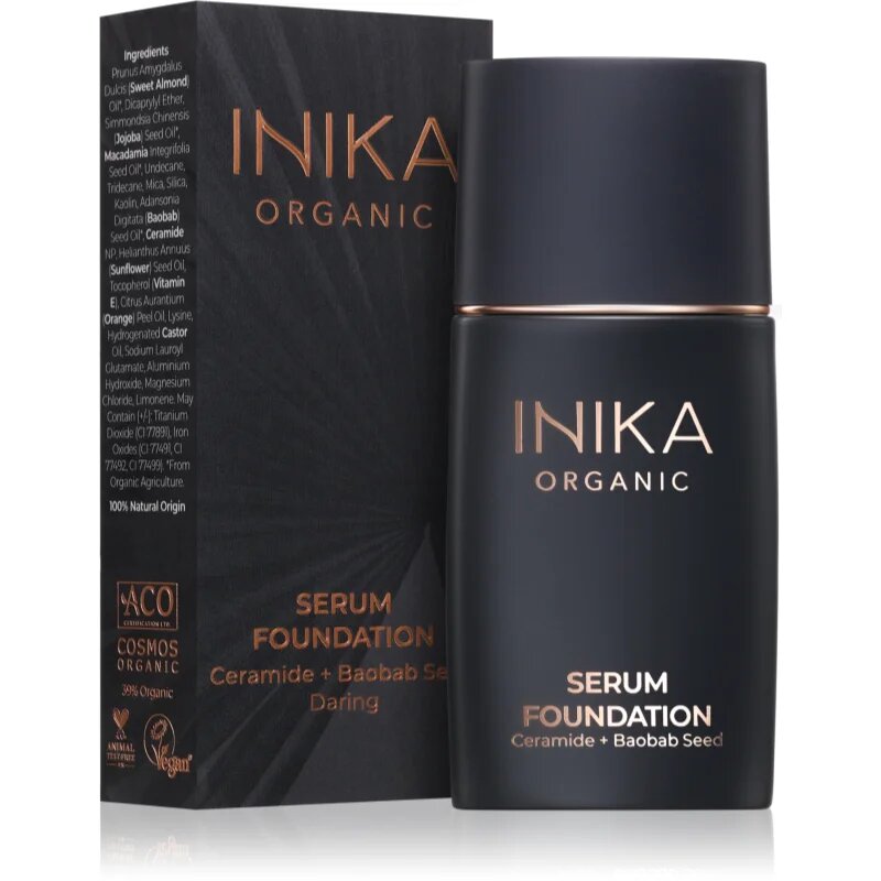 Inika Organic Serum Foundation negovalni tekoči puder za lep obraz odtenek Daring 25 ml