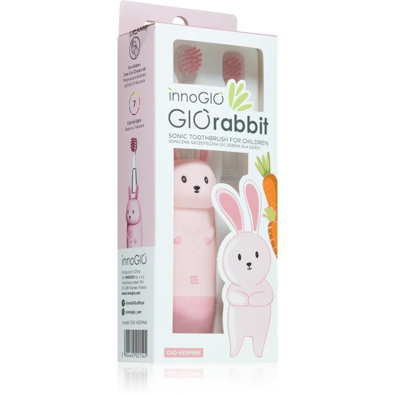 innoGIO GIORabbit Sonic Toothbrush sonična zobna ščetka za otroke Pink 1 kos
