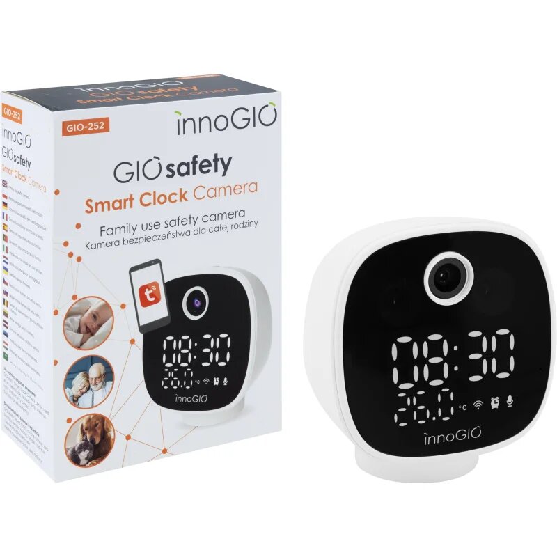 innoGIO GIOSafety Smart Clock brezžična pametna notranja kamera 1 kos
