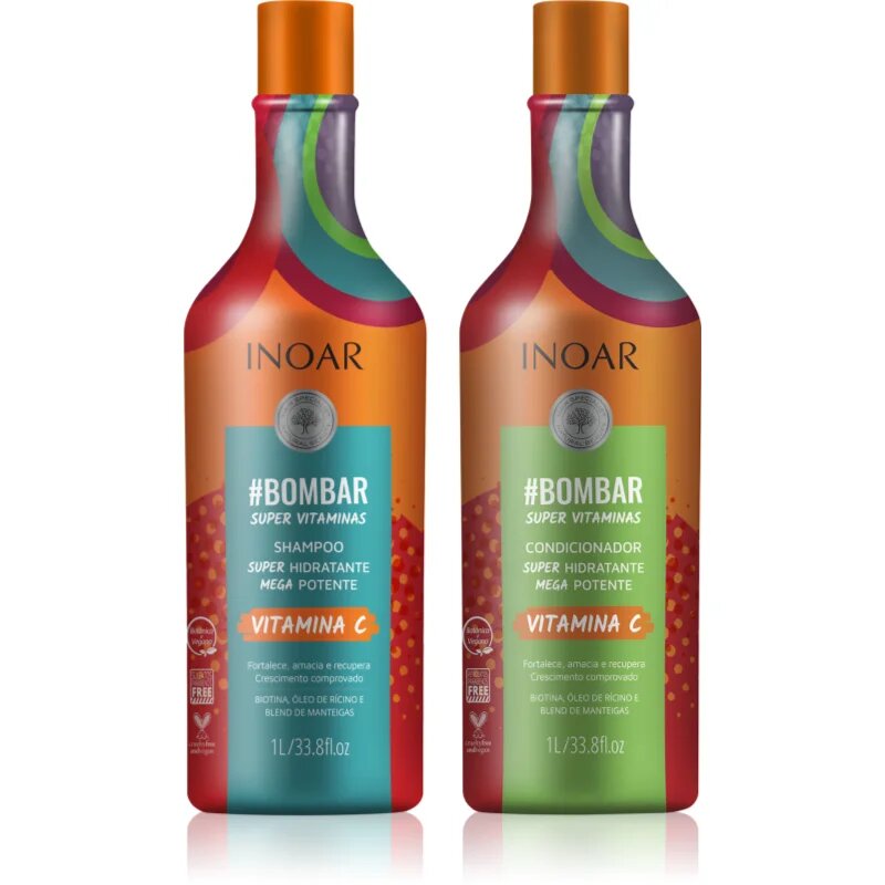 INOAR #Bombar Super Line Super Vitaminas set za lase z vitaminom C 2x1000 ml