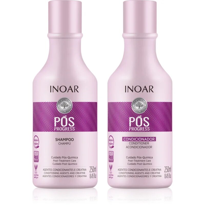 INOAR Pos Progress set za lase po keratinskem ravnanju ali nanoplastiki 2x250 ml