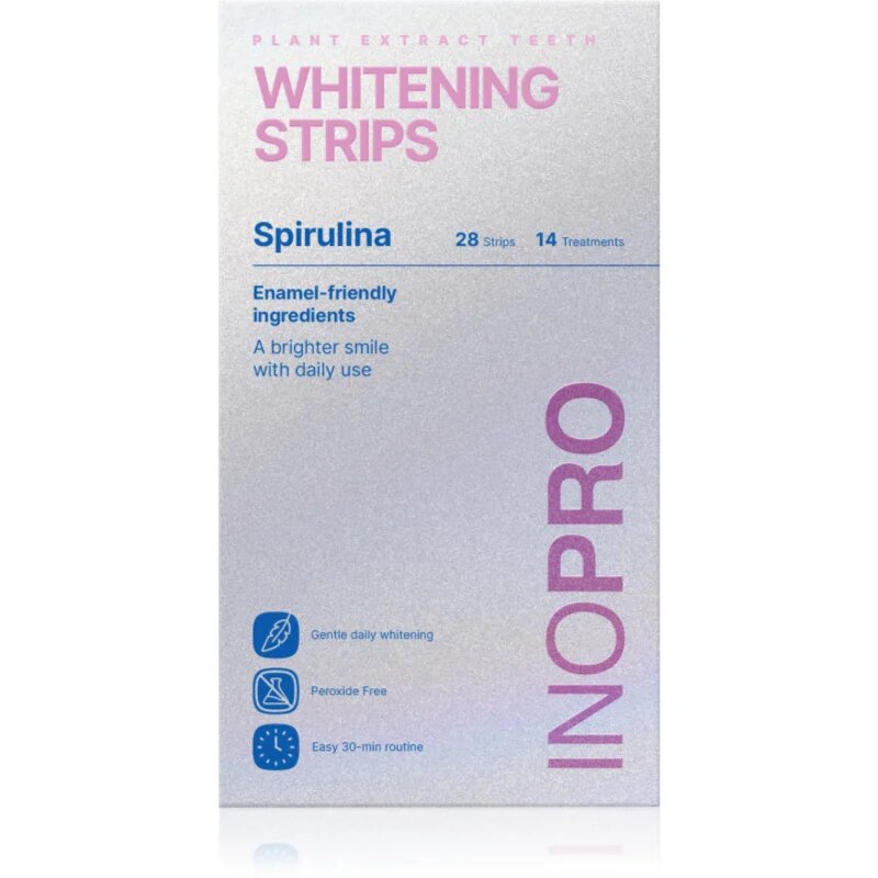InoPro Green Whitening Strips Spirulina belilni trakovi za zobe bez peroxidu 28 kos