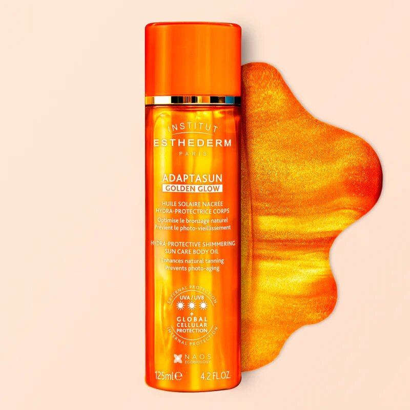 Institut Esthederm Adaptasun Golden Glow bleščeče olje z visoko UV zaščito 125 ml