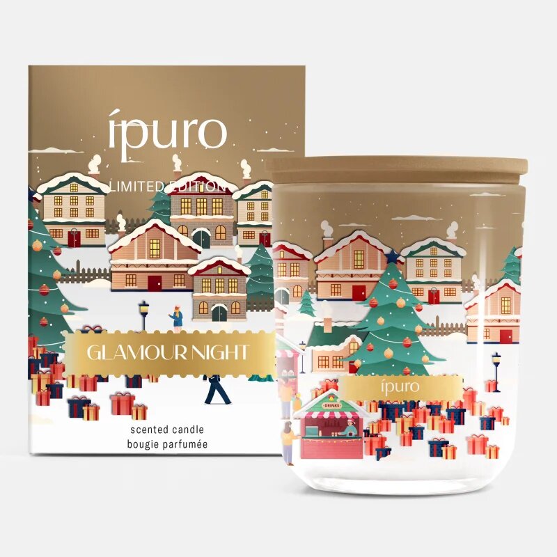 ípuro Christmas Town Glamour Night dišeča sveča s pokrovčkom 270 g