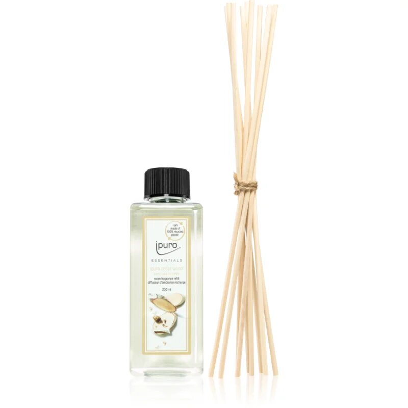 ípuro Essentials Cedar Wood nadomestno polnilo za aroma difuzor + nadomestne paličice za aroma difuzorje 200 ml