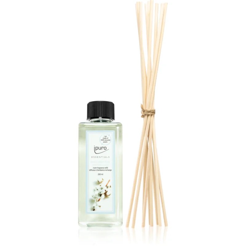 ípuro Essentials Cotton Fields nadomestno polnilo za aroma difuzor + nadomestne paličice za aroma difuzorje 200 ml