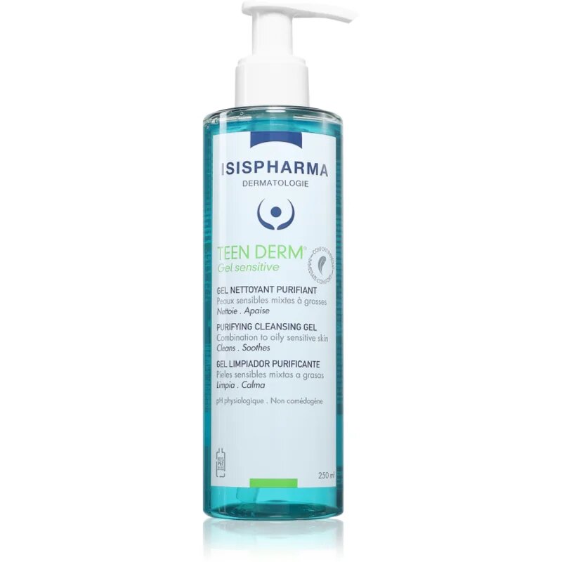 ISISPHARMA Teen Derm Gel Sensitive čistilni gel za mastno k aknam nagnjeno kožo 250 ml