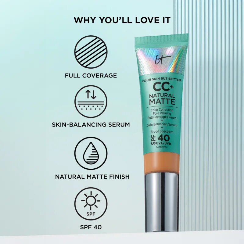 IT Cosmetics Your Skin But Better CC+ Natural Matte CC krema za mat videz SPF 40 Neutral Tan 32 ml