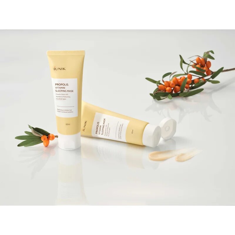 iUnik Propolis Vitamin nočna maska za obnovo kože z multivitaminskim kompleksom 60 ml