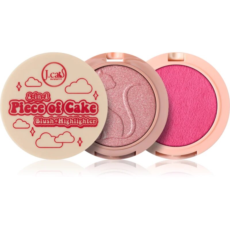 J.Cat Beauty 2 In 1 Piece Of Cake rdečilo z osvetljevalcem odtenek 104 Having Fairy Good Day 12.1 g