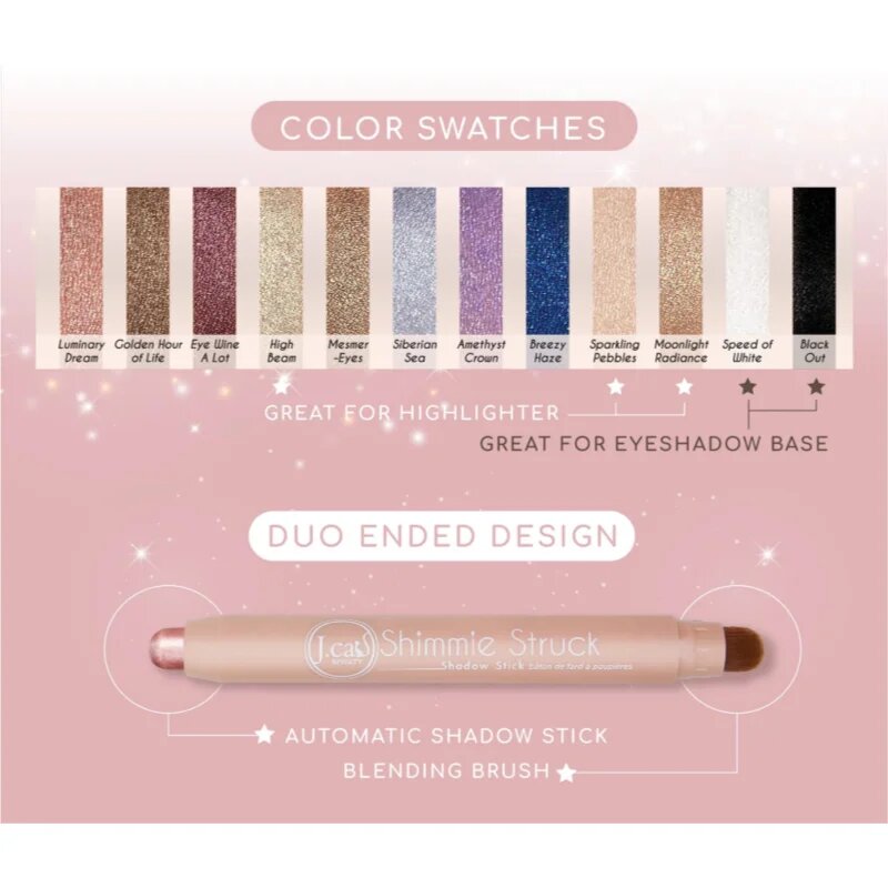 J.Cat Beauty Shimmie Struck kremasto senčila za oči v paličici odtenek 107 Amethyst Crown 2 g