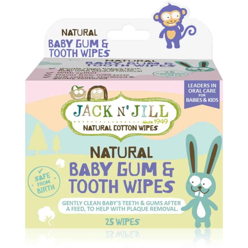 Jack N’ Jill Natural vlažni robčki za zaščito zob in dlesni 25 kos