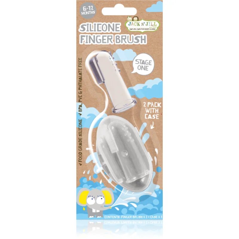 Jack N’ Jill Silicone otroška zobna ščetka za na prst soft 6 - 18 mesecev 2 kos