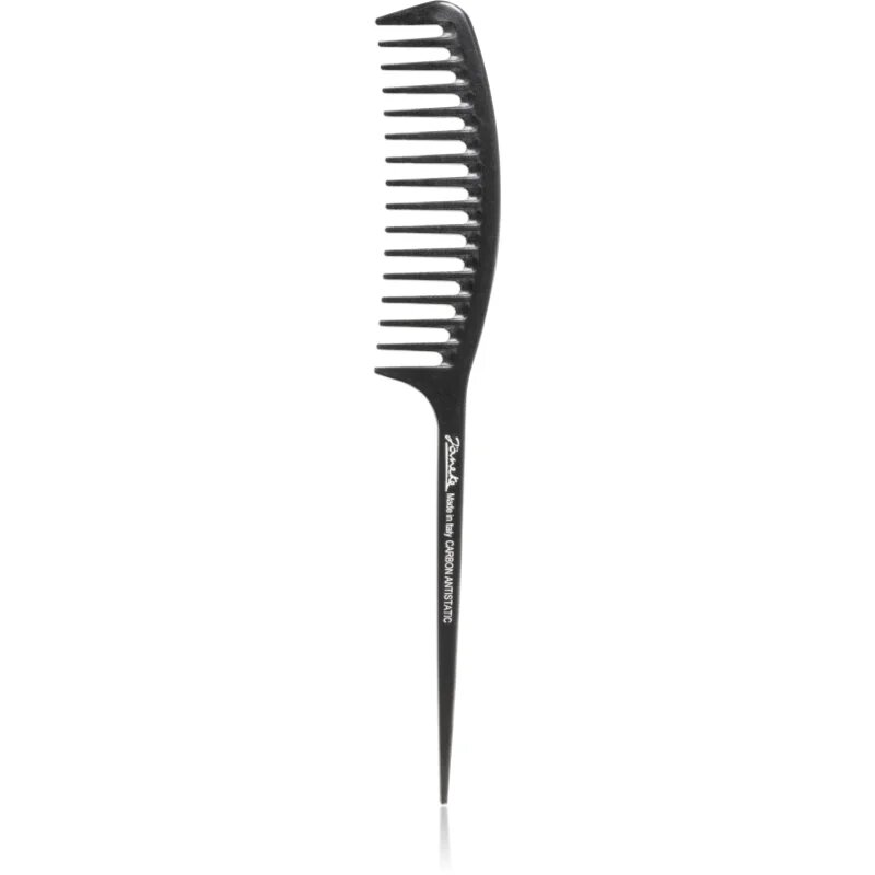 Janeke Carbon Fibre Fashion Comb with a long tail and wavy frame glavnik za lase 215 x 3 cm 1 kos