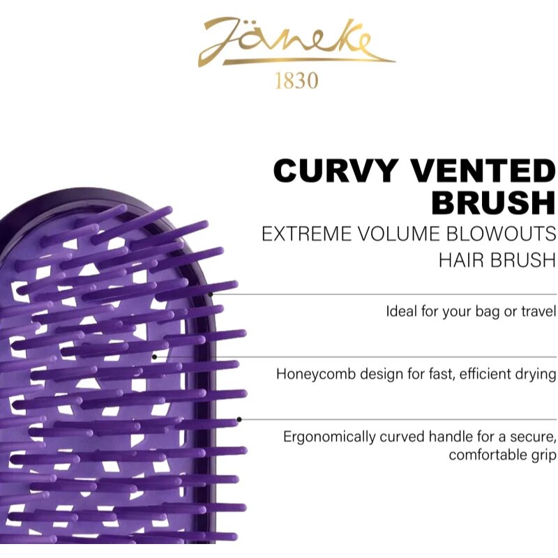 Janeke Curvy Vented Brush ravna krtača za hitrejše sušenje las 15x5 cm