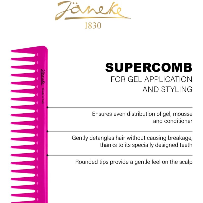 Janeke Supercomb For Gel Application and Styling glavnik za nanašanje gelastih izdelkov 1 kos