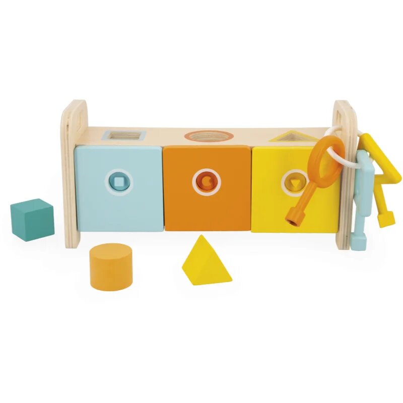 Janod Shape Sorter Box with Keys aktivnostna vstavljanka 18m+ 1 kos