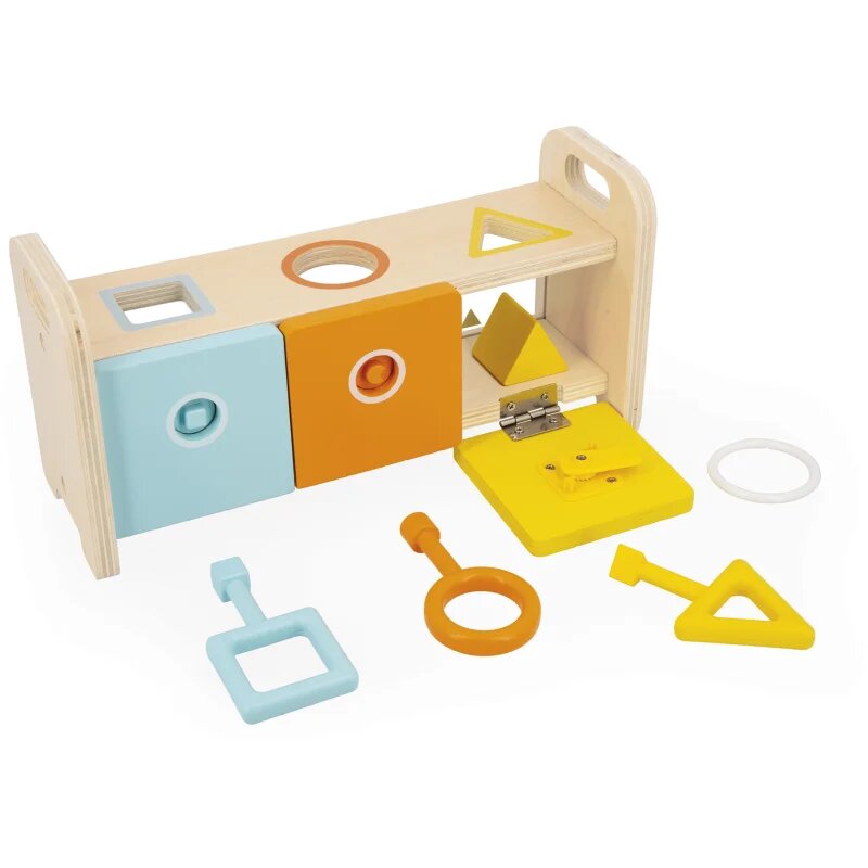 Janod Shape Sorter Box with Keys aktivnostna vstavljanka 18m+ 1 kos