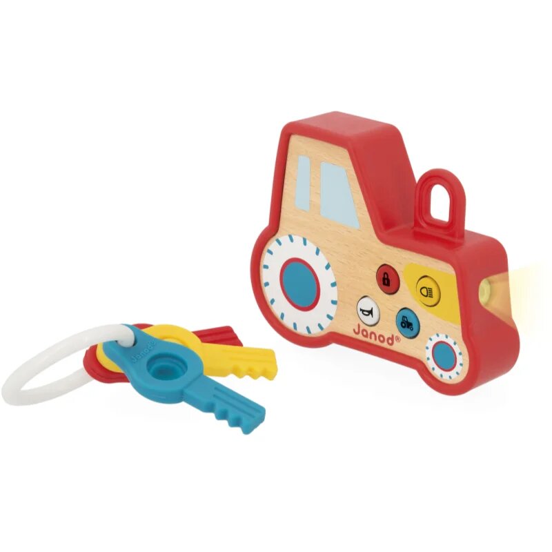 Janod Sound and Light Tractor Keychain aktivnostna igrača iz lesa 18m+ 1 kos