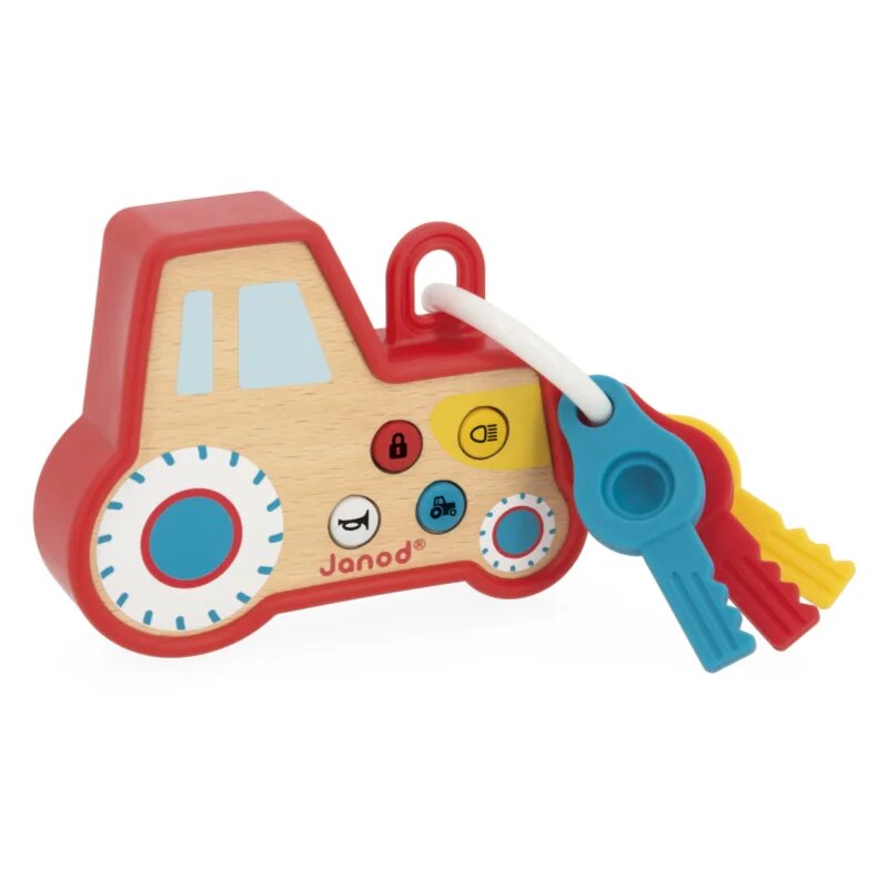 Janod Sound and Light Tractor Keychain aktivnostna igrača iz lesa 18m+ 1 kos