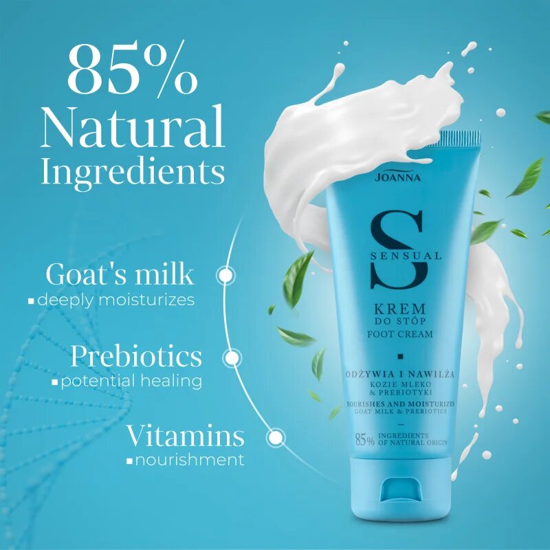 Joanna Sensual Foot Cream vlažilna in hranilna krema za noge Goat Milk & Prebiotics 100 g