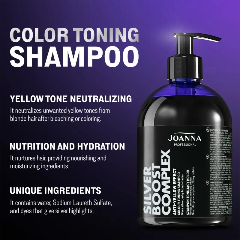 Joanna Silver Boost Complex vijoličen šampon za nevtralizacijo rumenih odtenkov 500 g