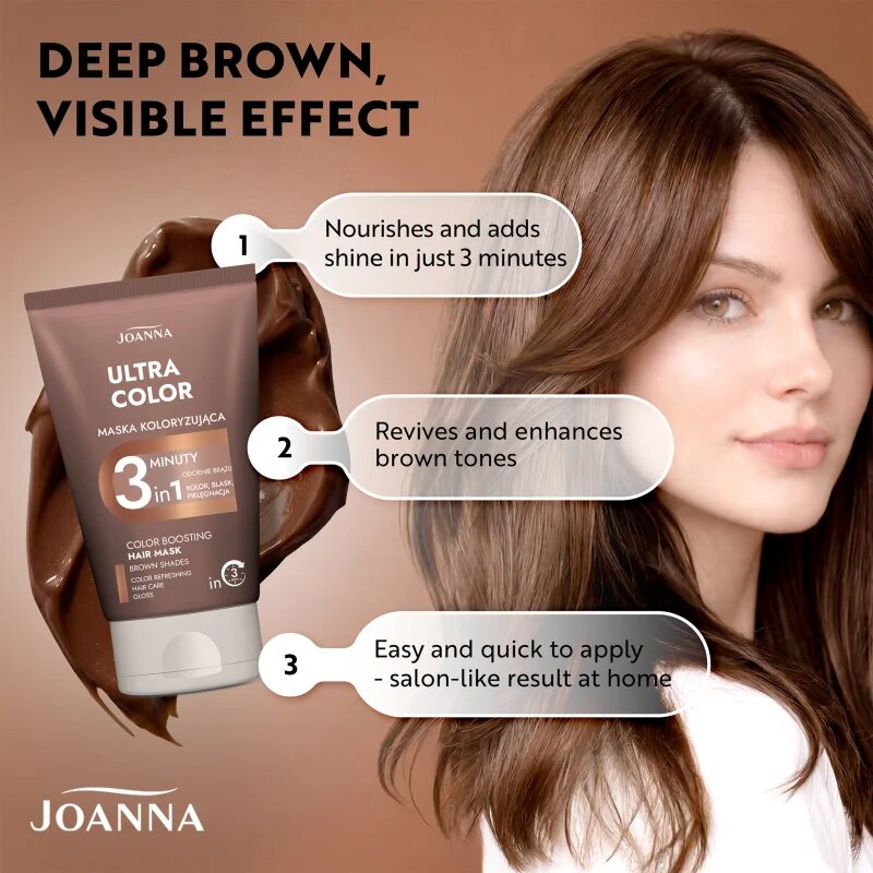 Joanna Ultra Color Brown Shades 3 Minutes maska za lase za rjave lase 100 g