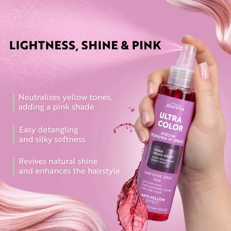 Joanna Ultra Color Hair Rinse Pink Spray tonirano pršilo odtenek Pink 150 ml