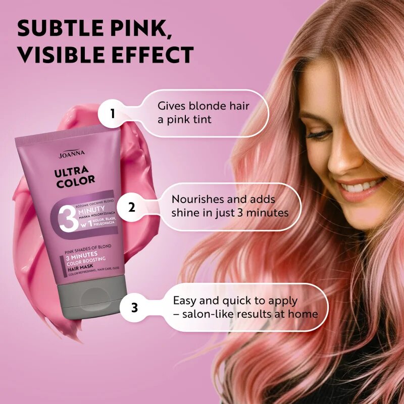 Joanna Ultra Color Pink Shades 3 Minutes balzam za toniranje odtenek Pink 100 ml