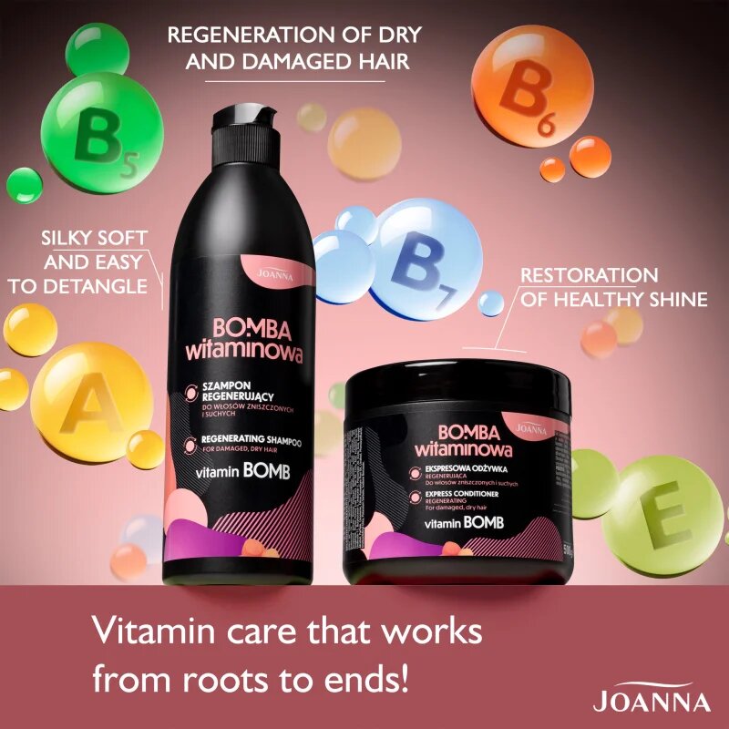 Joanna Vitamin Bomb Regenerating Shampoo regeneracijski šampon za suhe in poškodovane lase 500 ml