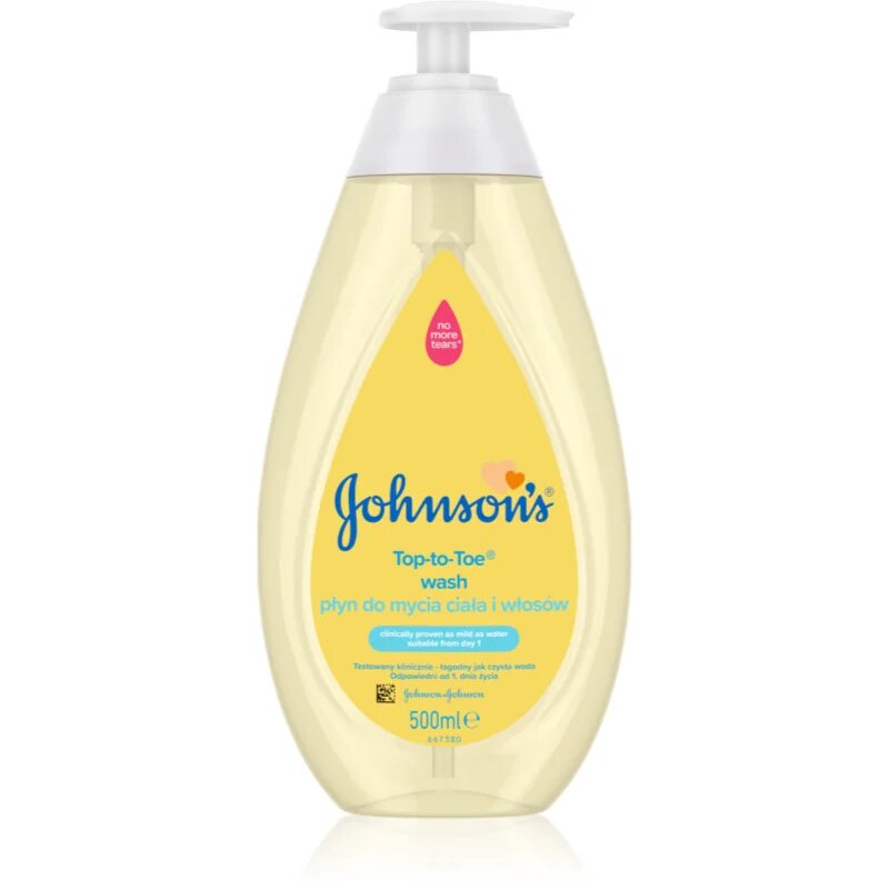 Johnson's® Top-to-Toe gel za umivanje za telo in lase za otroke od rojstva 500 ml