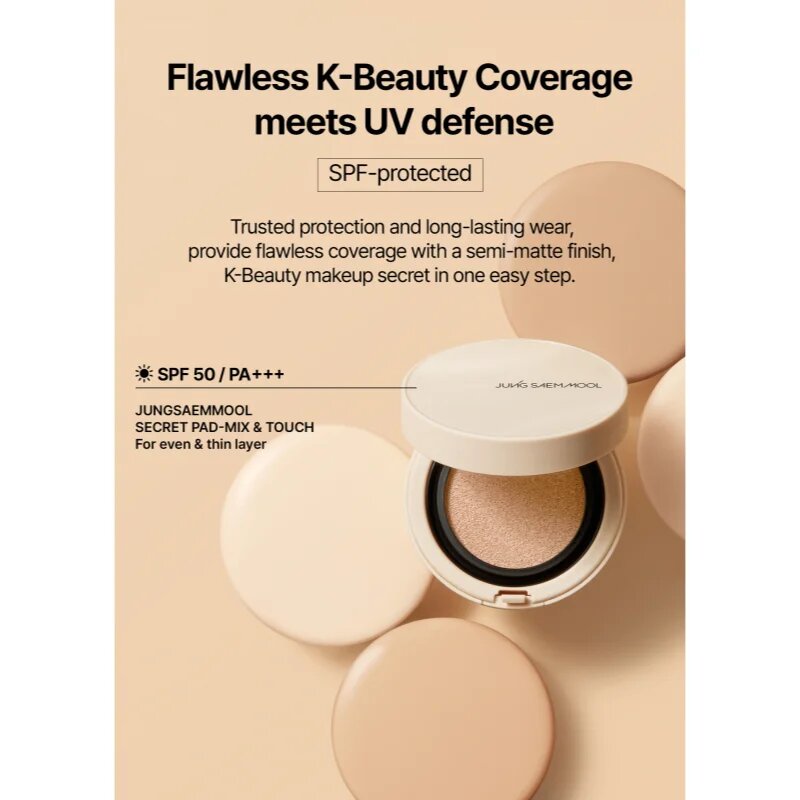 JUNG SAEM MOOL Skin Nuder Cover Layer Cushion vlažilni make-up v gobici + nadomestno polnilo odtenek Medium Deep 2x14 g
