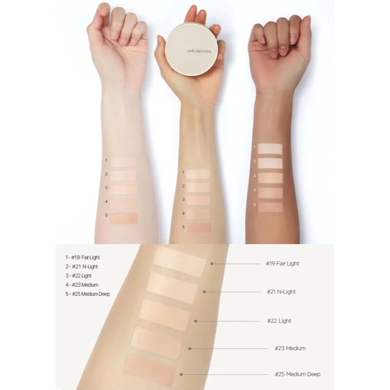 JUNG SAEM MOOL Skin Nuder Cover Layer Cushion vlažilni make-up v gobici + nadomestno polnilo odtenek Medium Deep 2x14 g