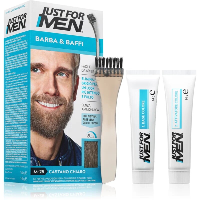 Just for Men Men Moustache & Beard barva za brado za prekrivanje sivin odtenek M-25 Light Grey 1 kos