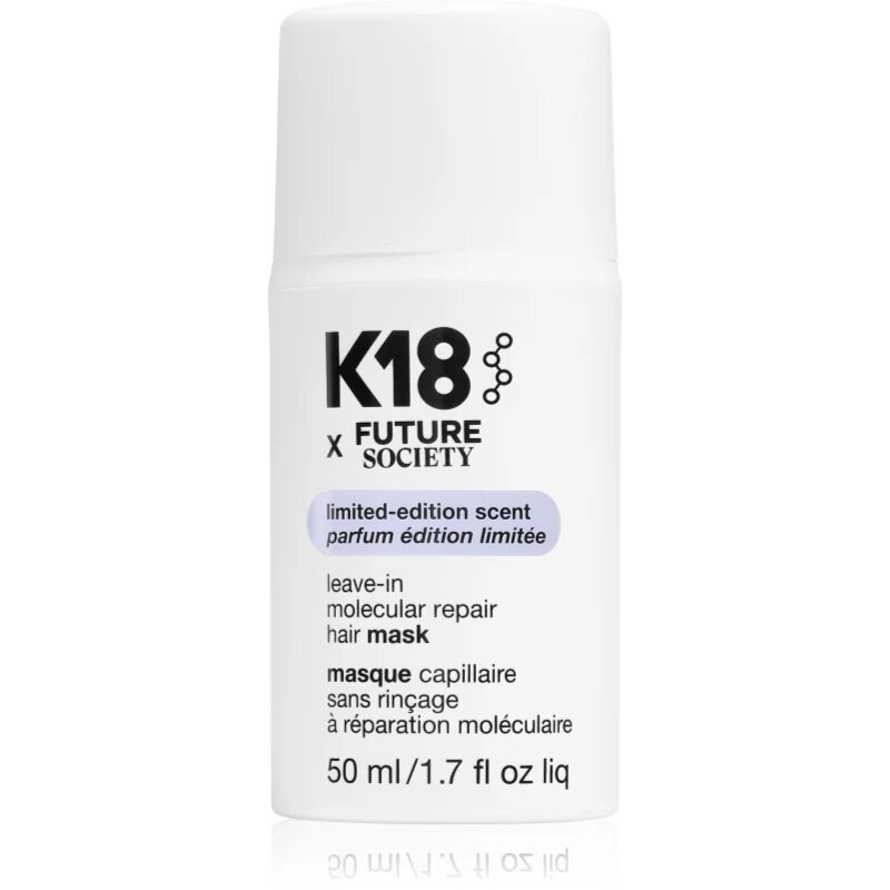 K18 Future x Society Leave-in Molecular Repair Hair Mask intenzivna obnovitvena maska za razbarvane barvane in kemično obdelane lase 50 ml