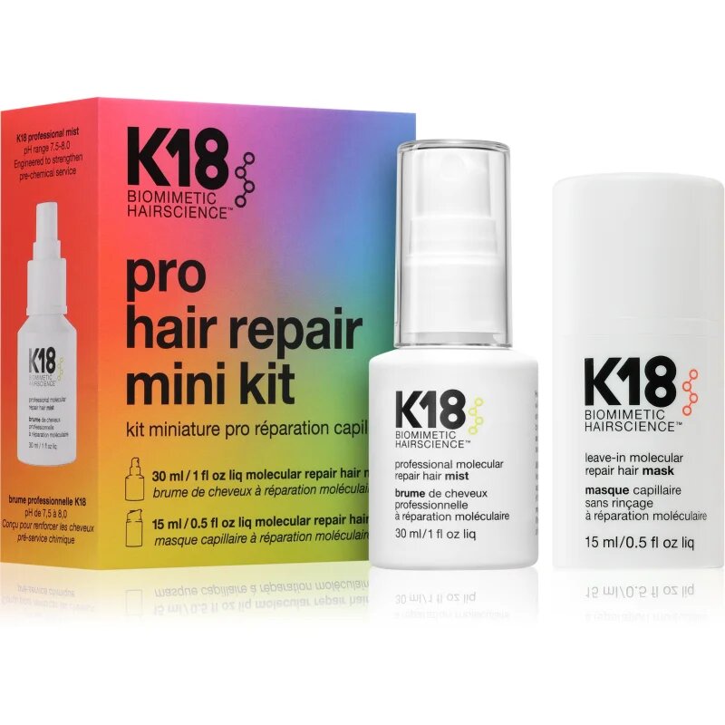 K18 Molecular Repair Mini Kit darilni set za poškodovane lase 2 kos