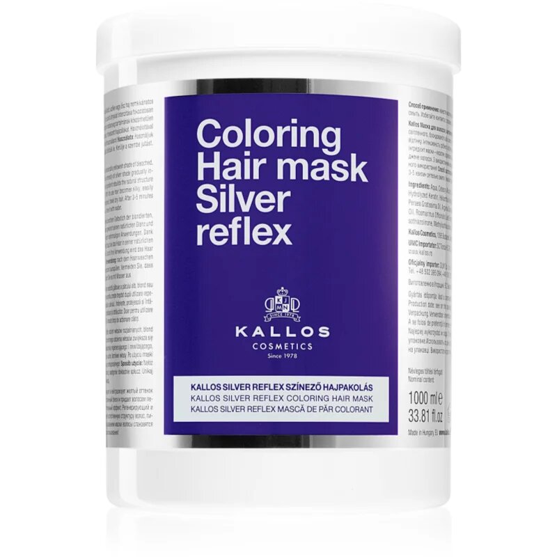 Kallos Coloring Hair Mask Silver Reflex maska za lase za nevtralizacijo rumenih odtenkov 1000 ml