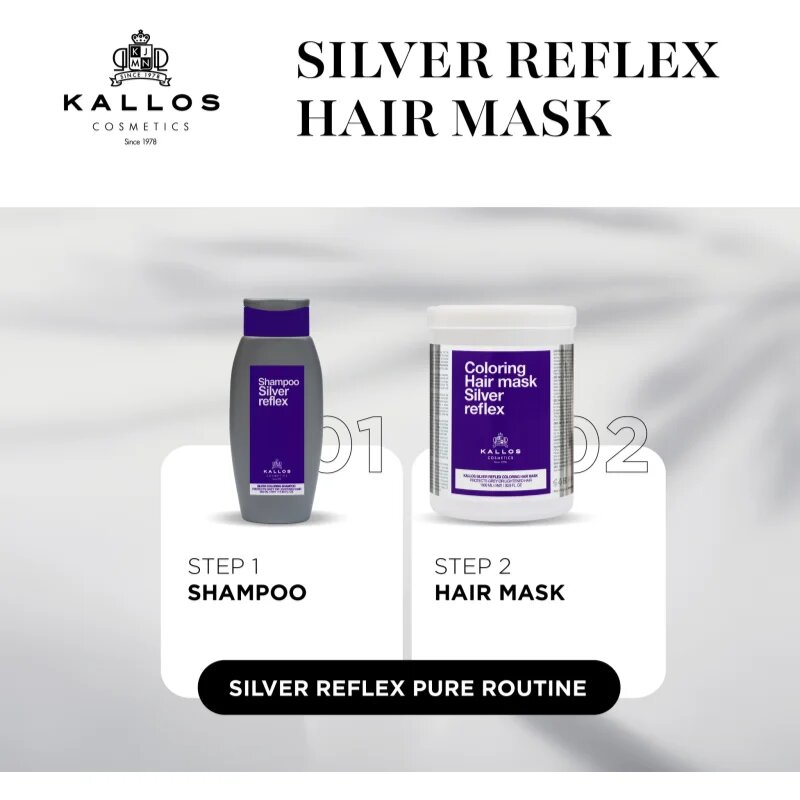 Kallos Coloring Hair Mask Silver Reflex maska za lase za nevtralizacijo rumenih odtenkov 1000 ml