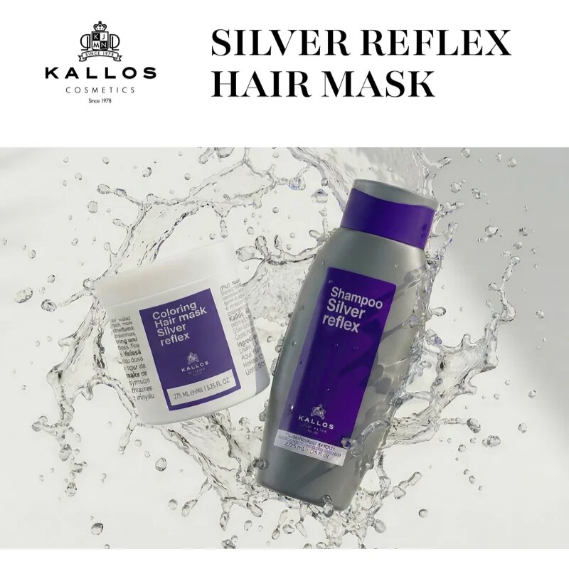 Kallos Coloring Hair Mask Silver Reflex maska za lase za nevtralizacijo rumenih odtenkov 275 ml