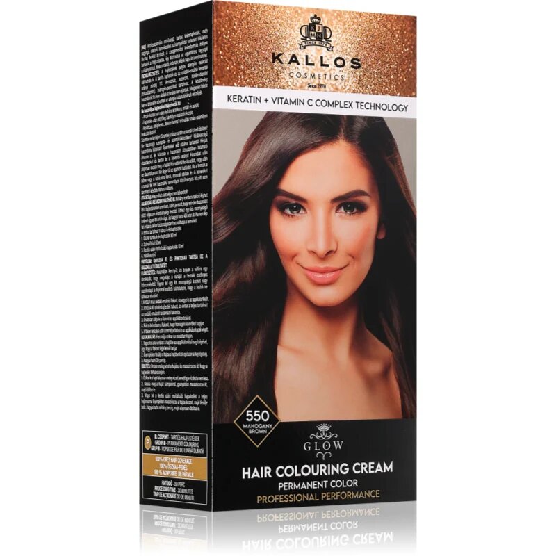 Kallos Glow Lasting Cream Colour permanentna barva za lase odtenek Mahogany Brown 60 ml