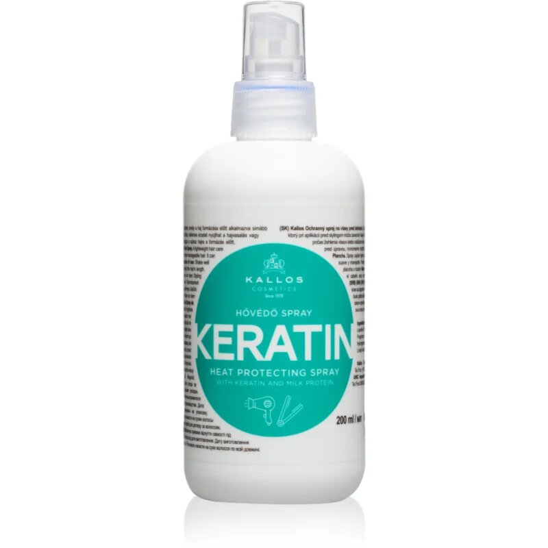 Kallos KJMN Keratin zaščitno pršilo za toplotno oblikovanje las 200 ml
