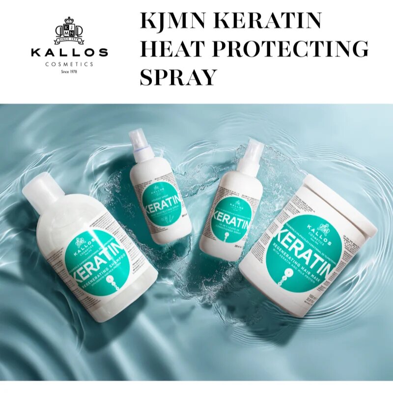 Kallos KJMN Keratin zaščitno pršilo za toplotno oblikovanje las 200 ml
