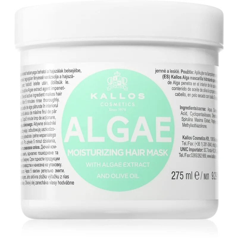 Kallos KJMN Professional Algae vlažilna maska z izvlečki alg in oljčnim oljem 275 ml