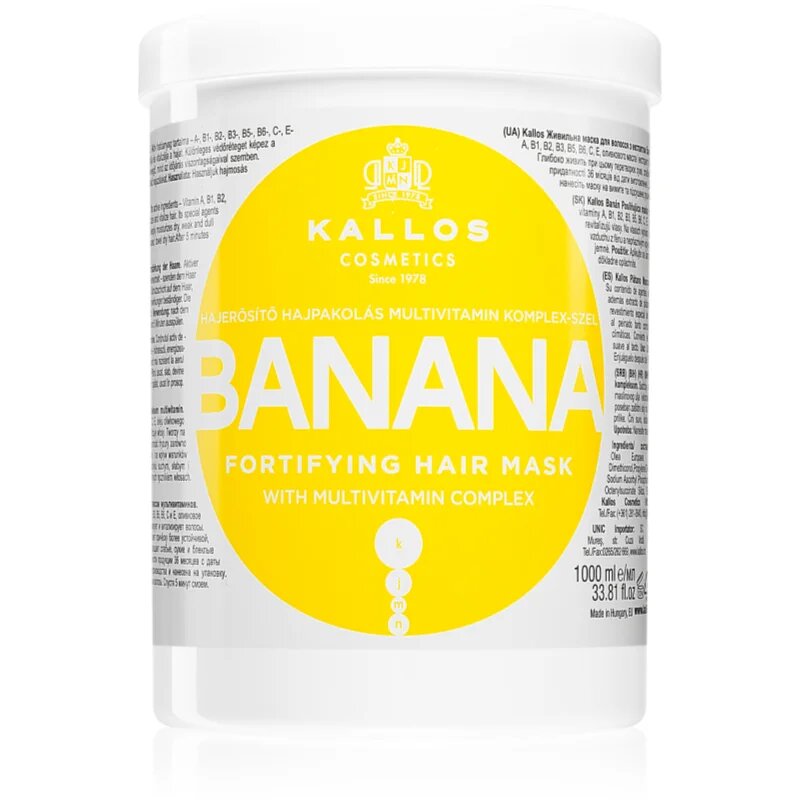 Kallos KJMN Professional Banana maska za okrepitev las z multivitaminskim kompleksom 1000 ml