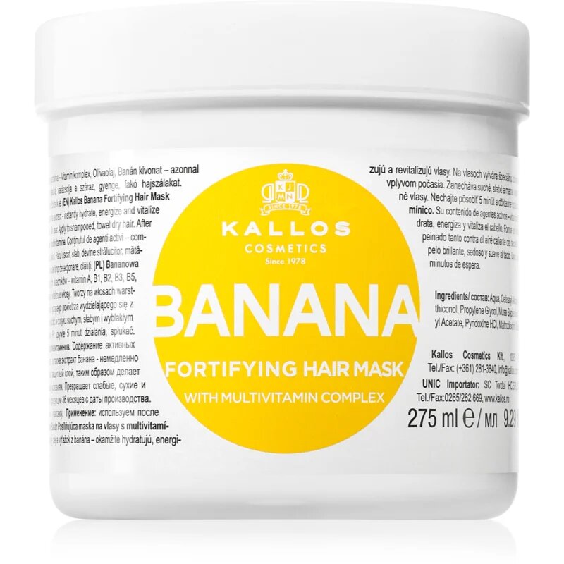 Kallos KJMN Professional Banana maska za okrepitev las z multivitaminskim kompleksom 275 ml