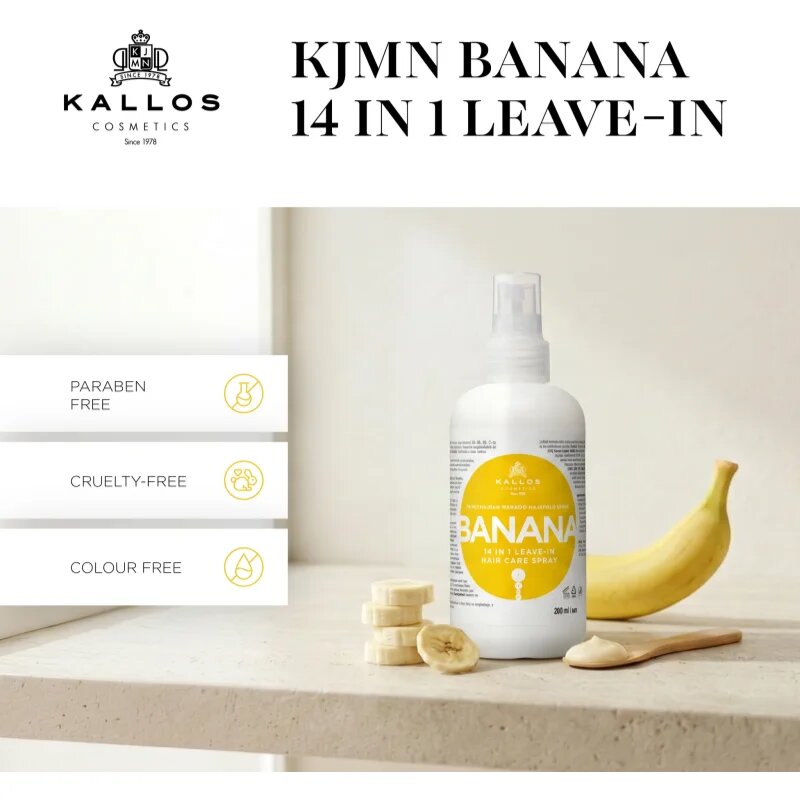 Kallos KJMN Professional Banana pršilo brez spiranja za lase 200 ml